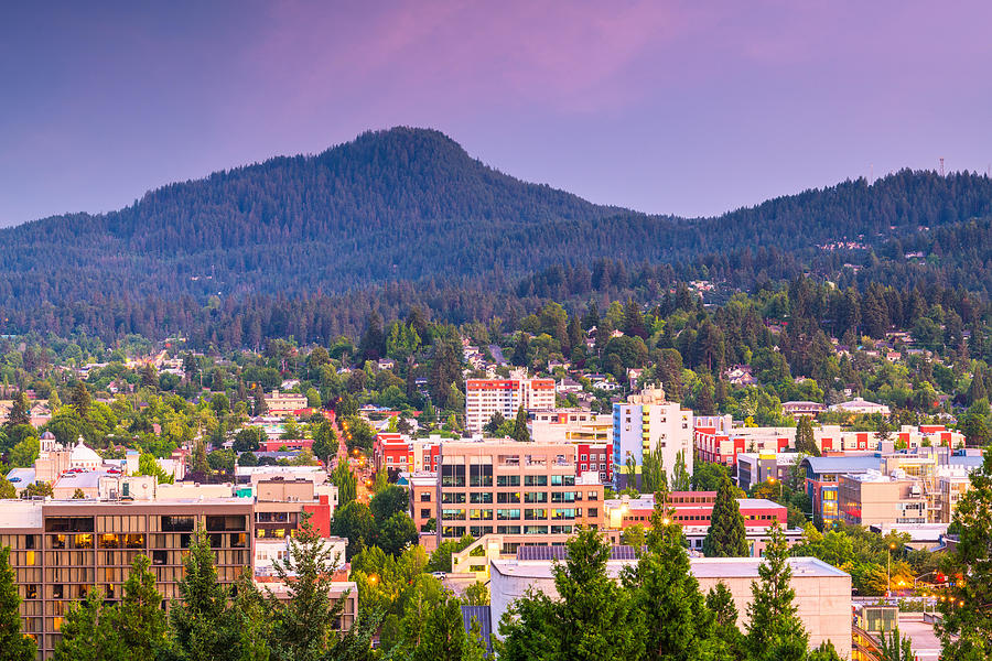 Eugene Photograph - Eugene, Oregon, Usa Downtown Cityscape #1 by Sean Pavone