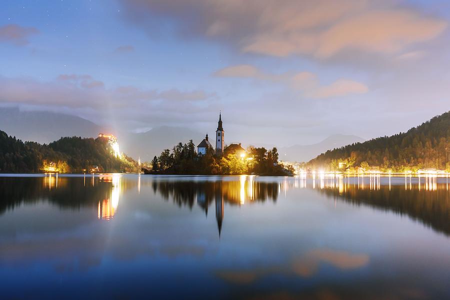 Castle Photograph - Evening Autumn View Of Bled Lake #1 by Ivan Kmit