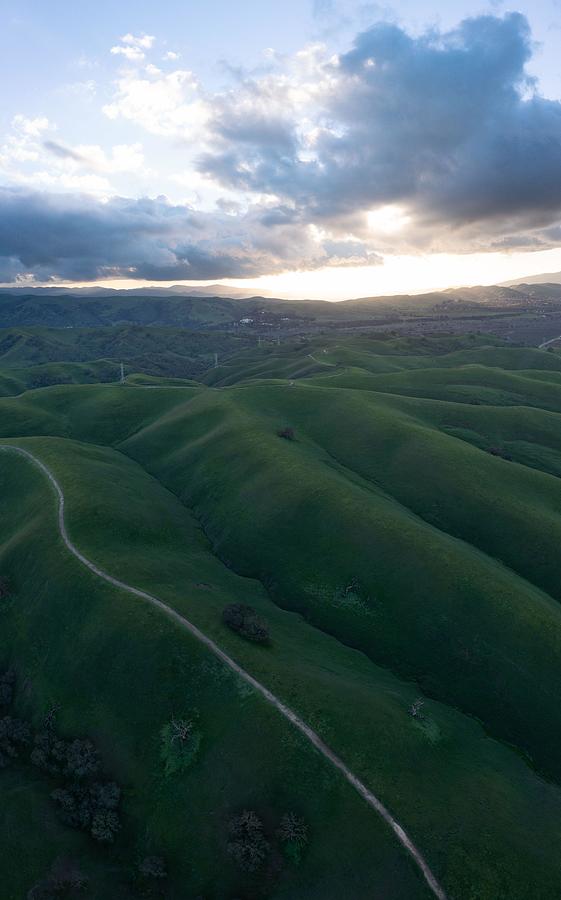 Nature Photograph - Evening Sunlight Shines On Hills #1 by Ethan Daniels