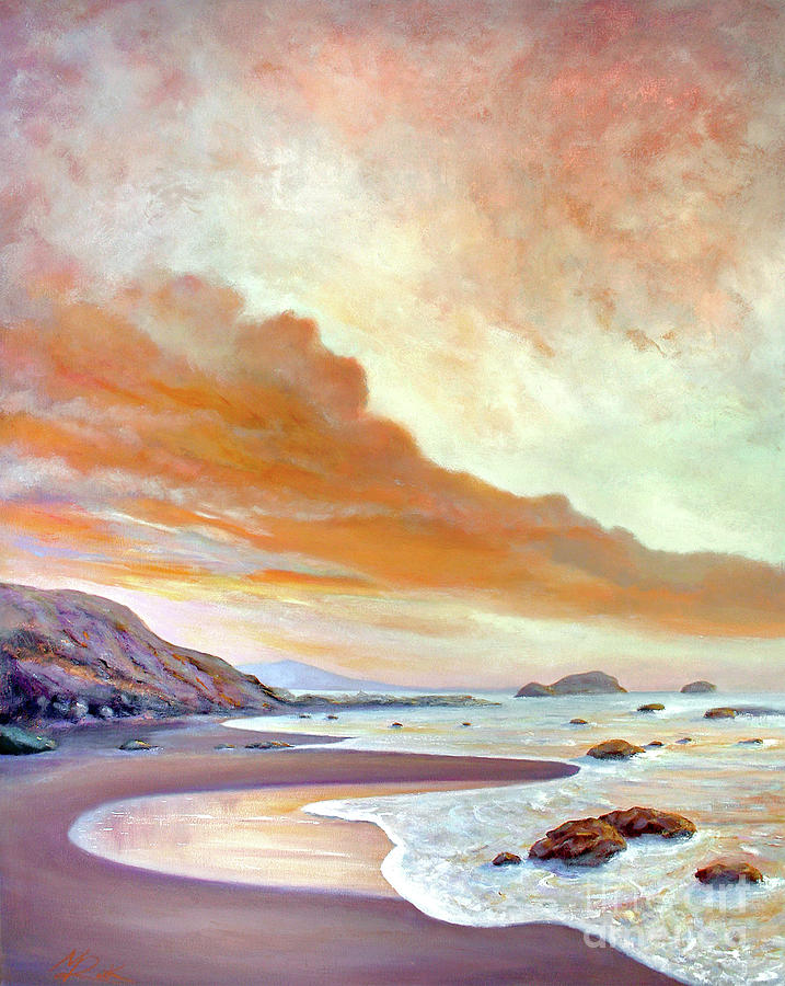 San Simeon Beach Painting by Michael Rock