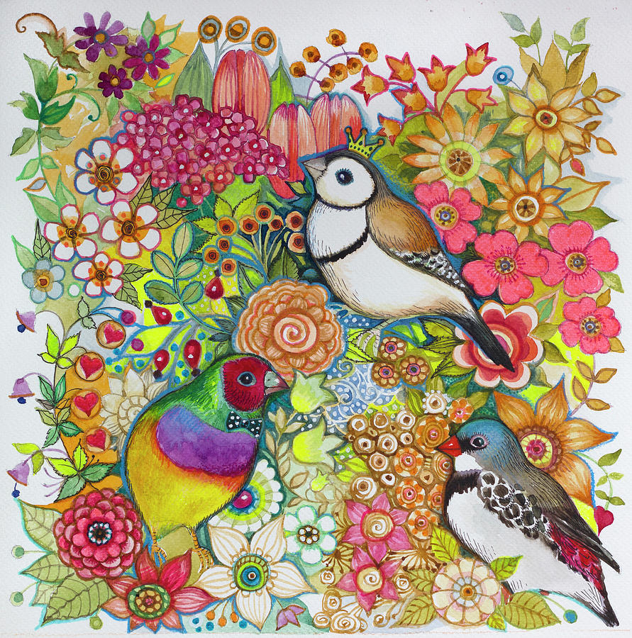 Animal Painting - Exotic Birds #1 by Oxana Zaika