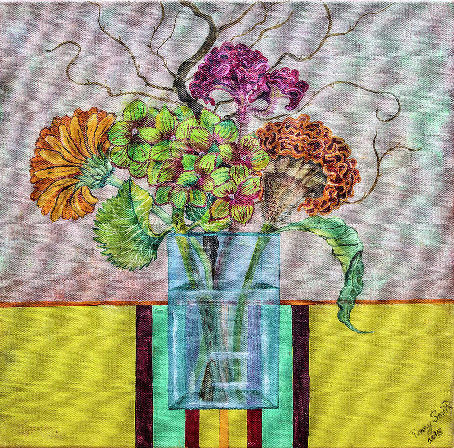 Flower Painting - Flowers In A Glass Vase by Penelope Jane Smith