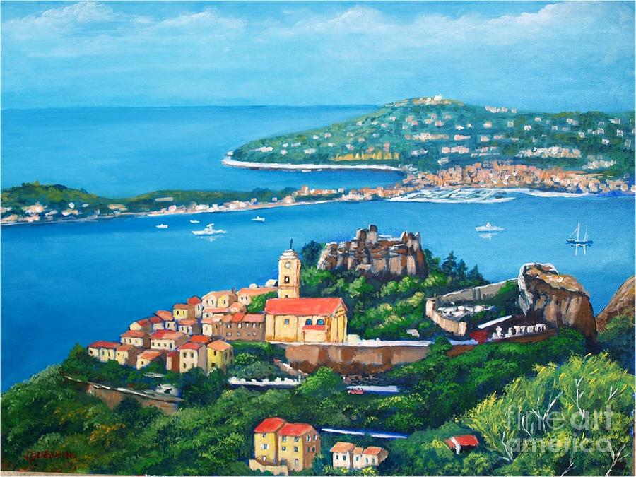 Mediterranean Sea Painting - Eze Village, French Riviera #1 by Jean Pierre Bergoeing
