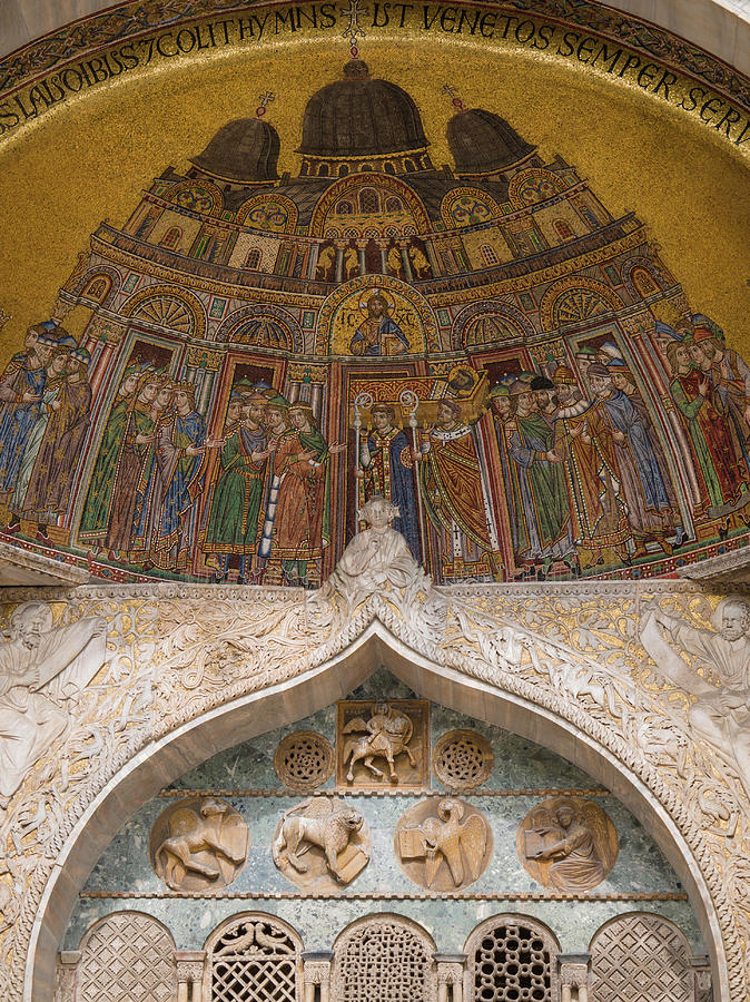 Facade mosaics at St. Marks Cathedral of Venice #1 Photograph by Tosca Weijers