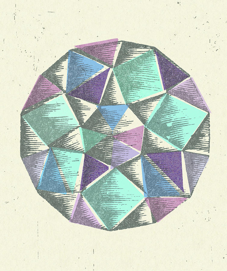 Vintage Drawing - Faceted Gem #1 by CSA Images