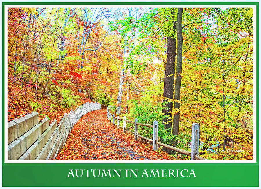 Fairmount Park, Path in Autumn, Philadelphia, Pennsylvania #1 Digital Art by A Macarthur Gurmankin
