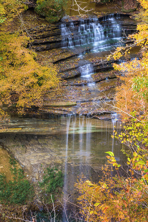 Fall Foliage Over Waterfall In Clifty Photograph By Anna Miller
