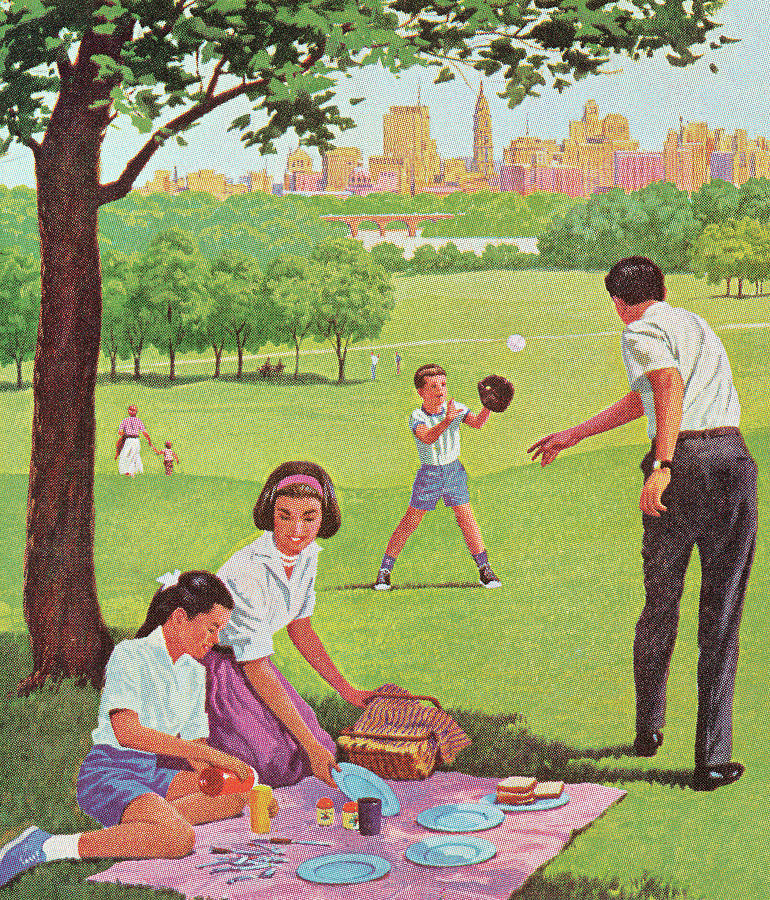 Childs Drawing Happy Family Picnic Under Stock Illustration 73014343 |  Shutterstock