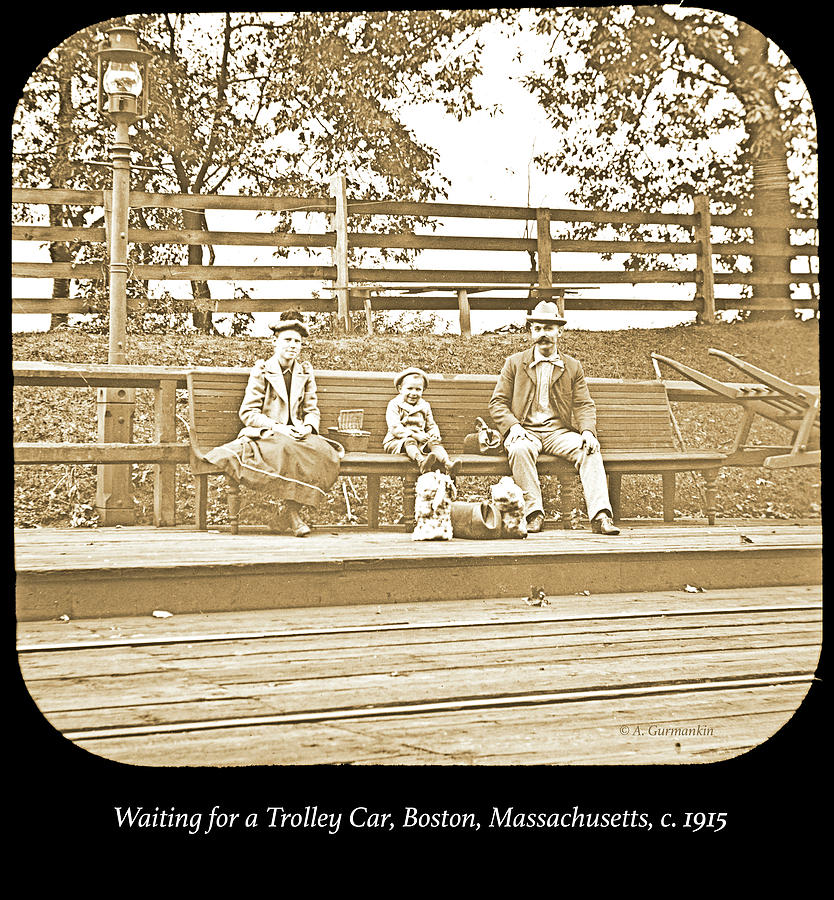Family Waiting for Trolley Car, Boston, Massachusetts, c. 1915 #1 Photograph by A Macarthur Gurmankin