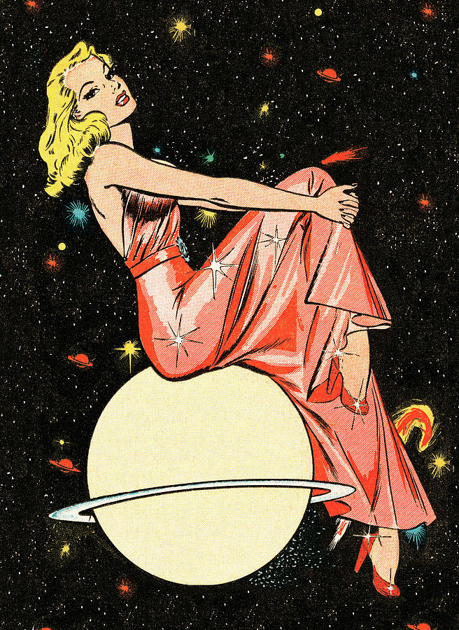 Science Fiction Drawing - Fancy woman on a planet #1 by CSA Images