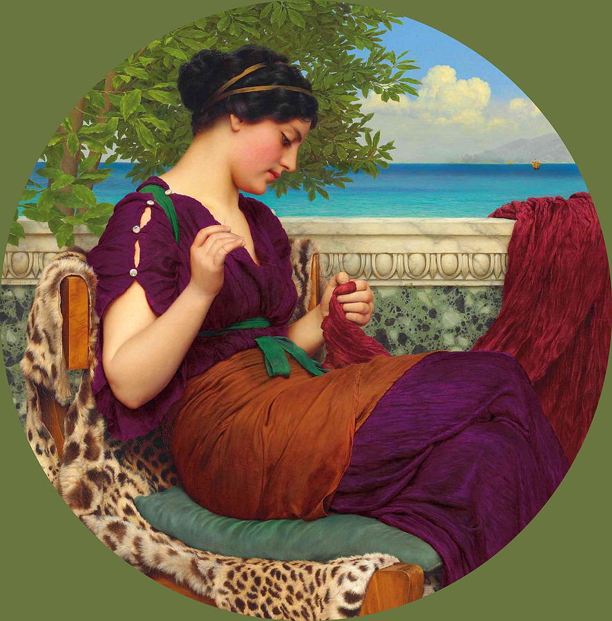 Far Away Thoughts by John William Godward Painting by Rolando Burbon