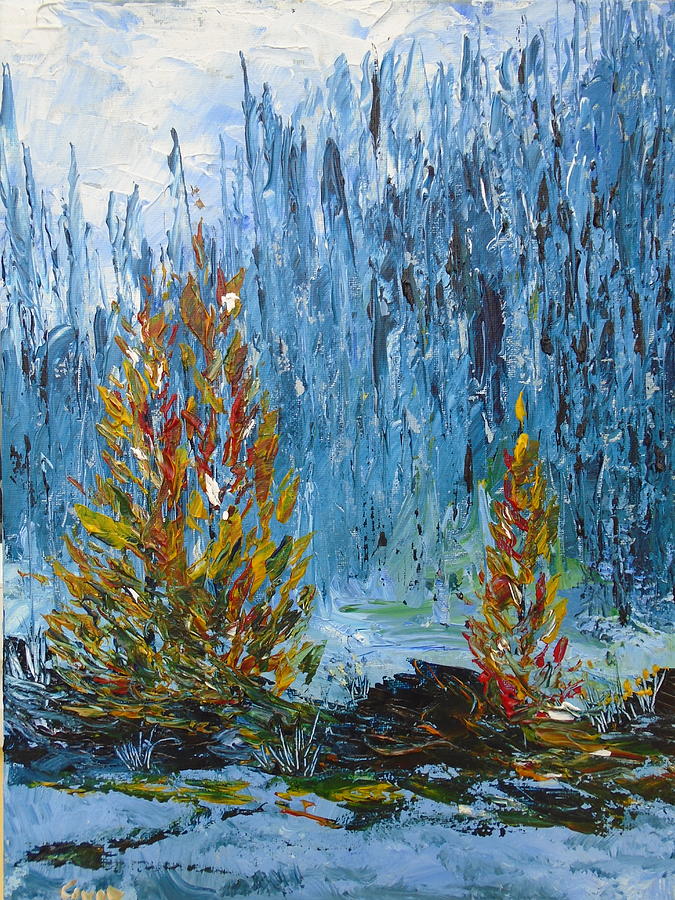 Tree Painting - Far off Woodland Lough Hyne. by Conor Murphy