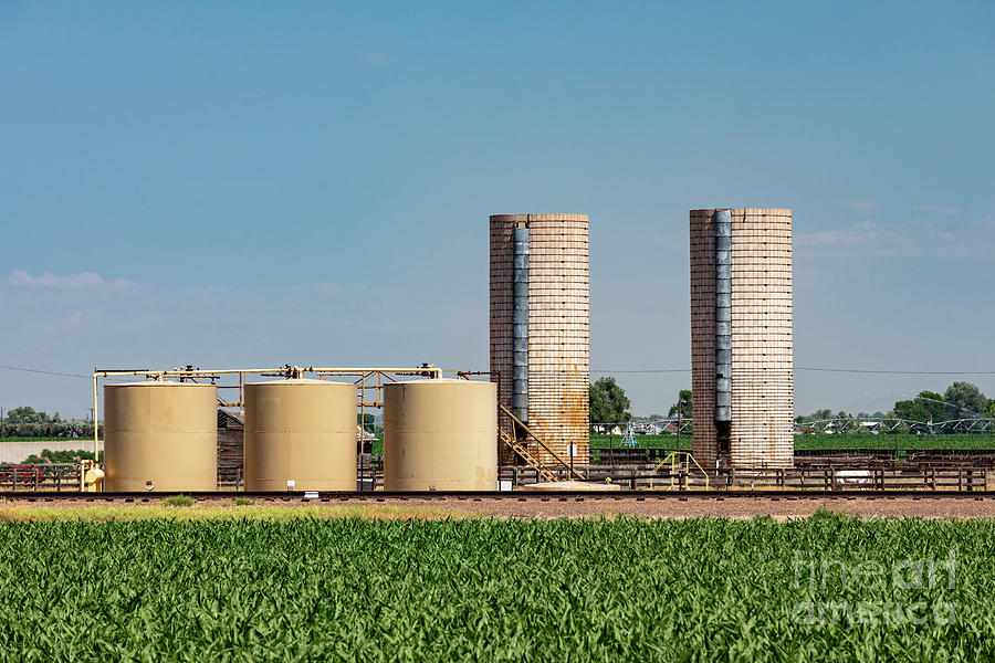 Farm Silos And Oil Storage Tanks Photograph By Jim West Science Photo 