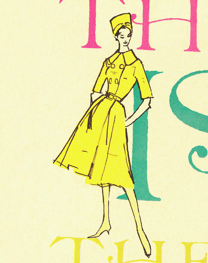 Vintage Drawing - Fashion model #1 by CSA Images