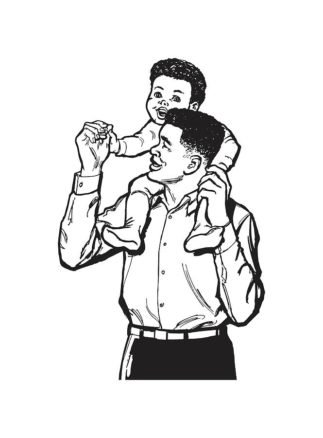Premium Vector | A father jokes with his son father's day oneline drawing