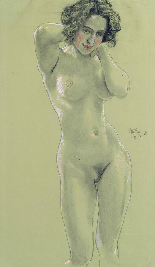 Female Nude #1 Drawing by Max Klinger