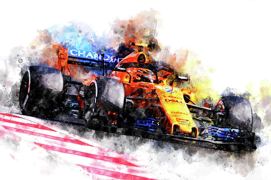 Fernando Alonso, F1, 2018 #1 Painting by Theodor Decker - Pixels