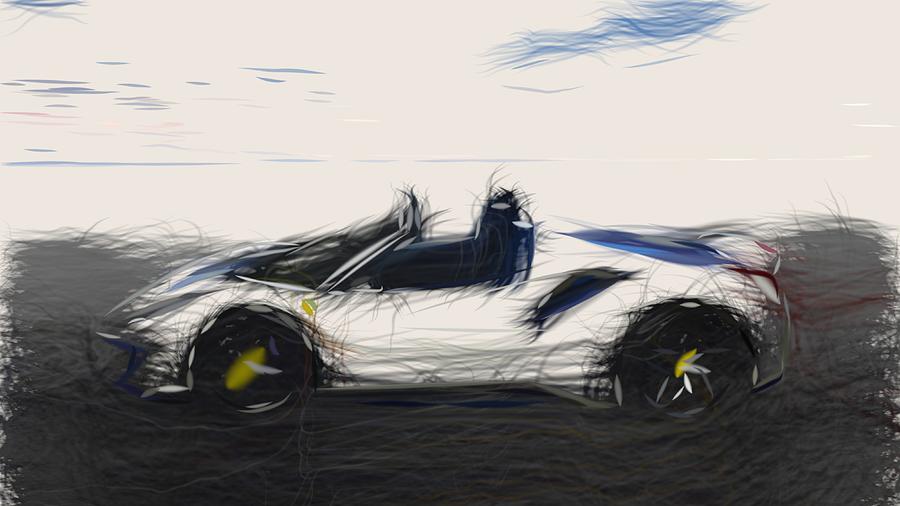 Ferrari 488 Pista Spider Drawing #2 Digital Art by CarsToon Concept