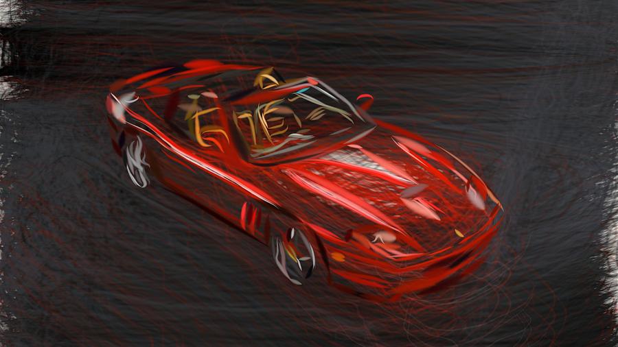 Ferrari 575M Superamerica Draw #1 Digital Art by CarsToon Concept