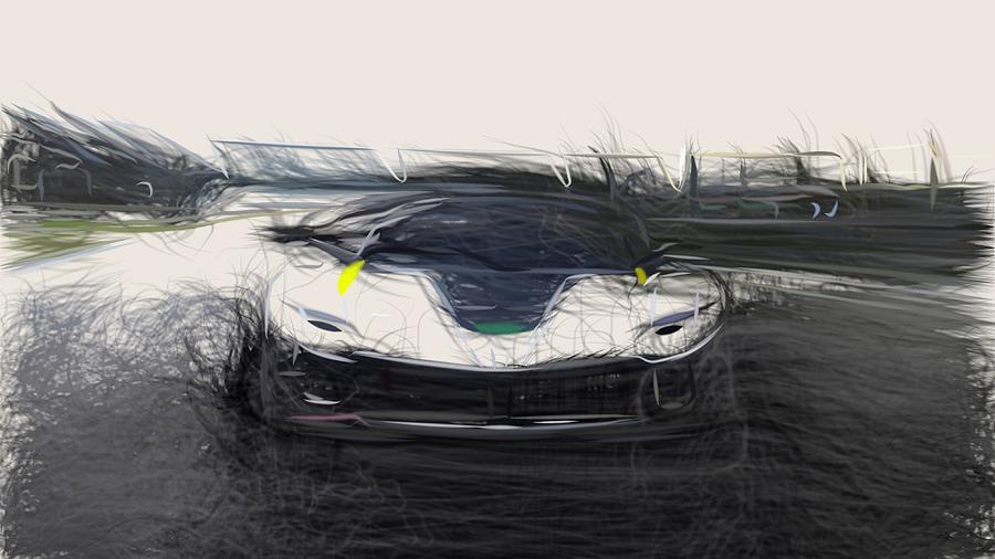 Ferrari FXX K Evo Drawing #2 Digital Art by CarsToon Concept
