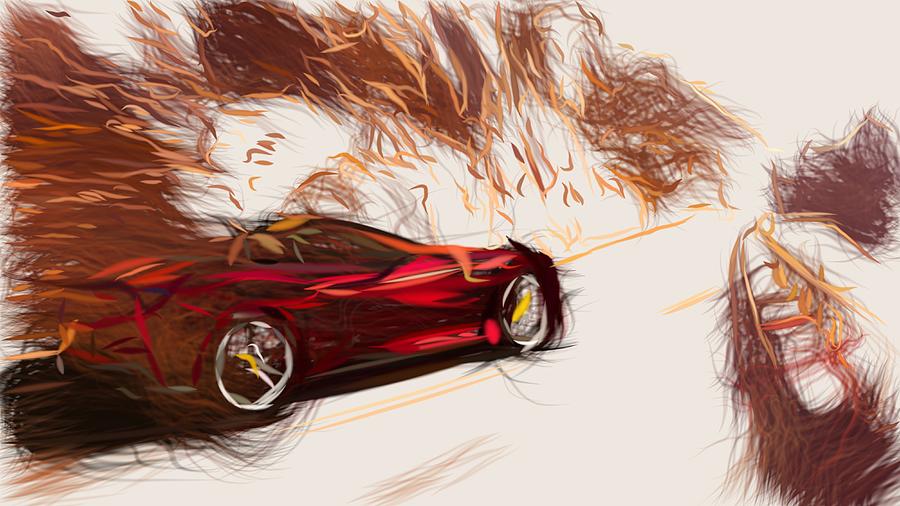 Ferrari Portofino Drawing #2 Digital Art by CarsToon Concept