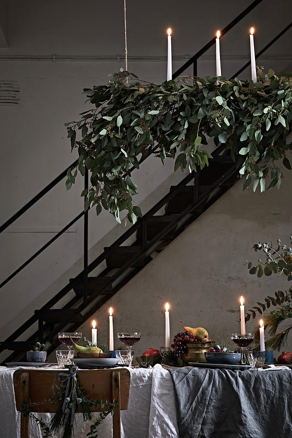 Festively Set, Candlelit Dining Table In Loft-apartment Interior #1 Photograph by Nikky Maier