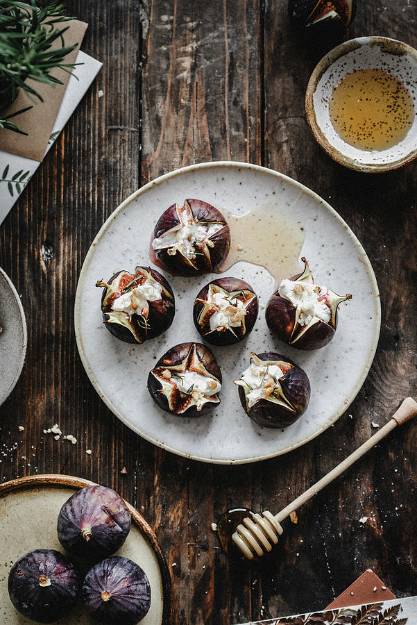 Figs Baked With Goat Cheese Walnuts And Honey #1 Photograph by Kasia Wala