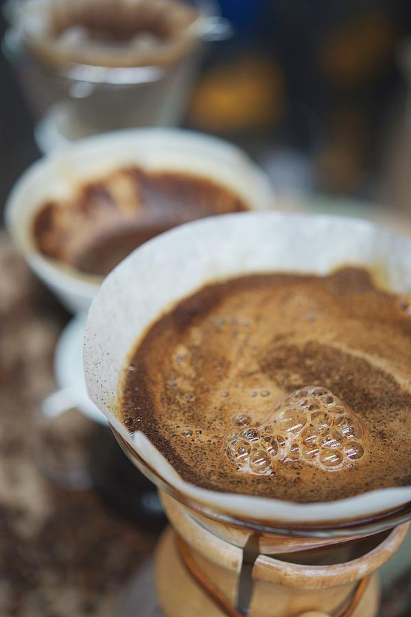 Filter Coffee Being Brewed, Roasting House And Cafe elbgold In Hamburg #1 Photograph by Jalag / Maria Schiffer