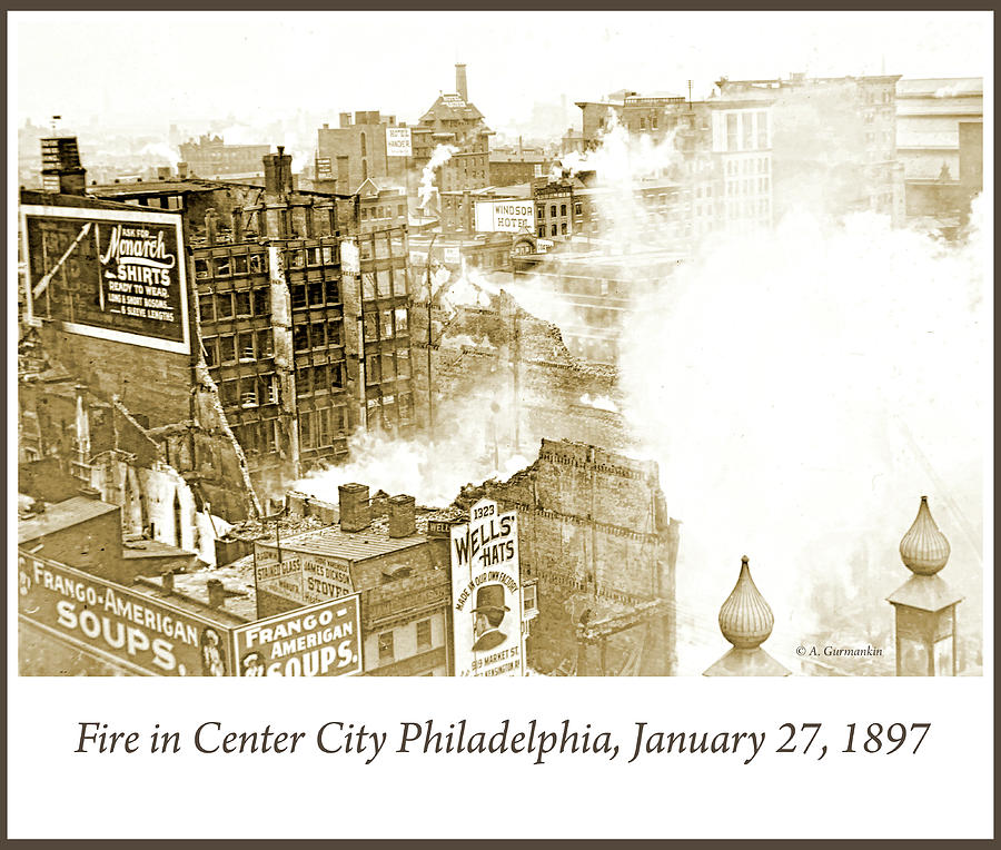 Fire in Center City Philadelphia, January 27, 1897 #1 Photograph by A Macarthur Gurmankin