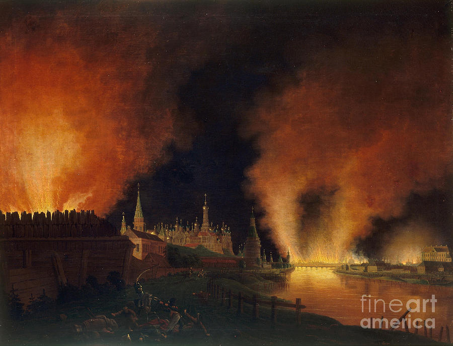 Fire Of Moscow On 15th September 1812 #1 Drawing by Heritage Images