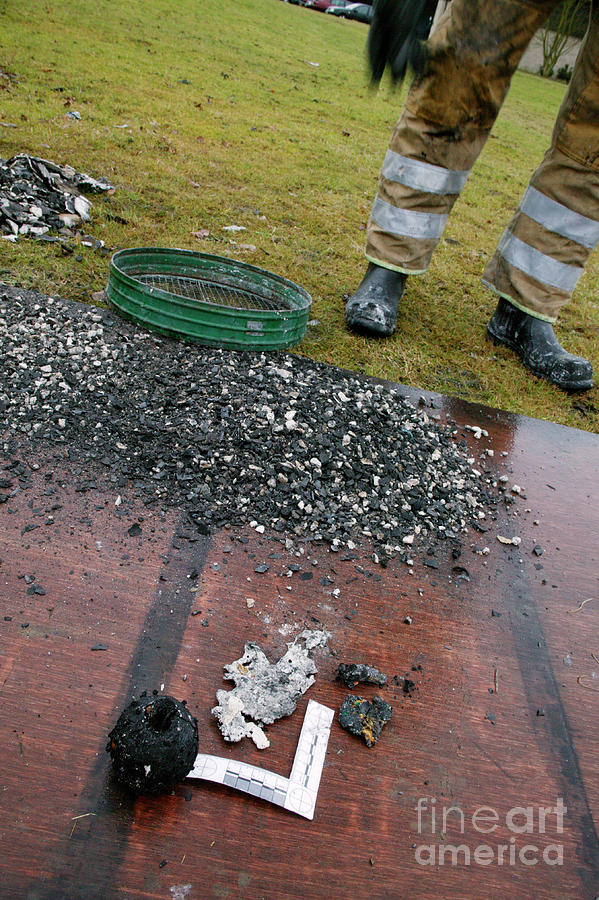 Fire Scene Evidence Photograph By Michael Donne/science Photo Library