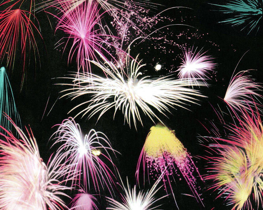 Fourth Of July Drawing - Fireworks #1 by CSA Images