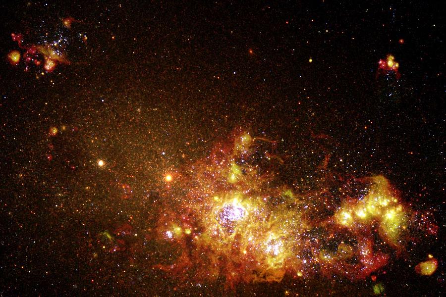 Fireworks of Star Formation Light Up a Galaxy #1 Painting by Celestial Images