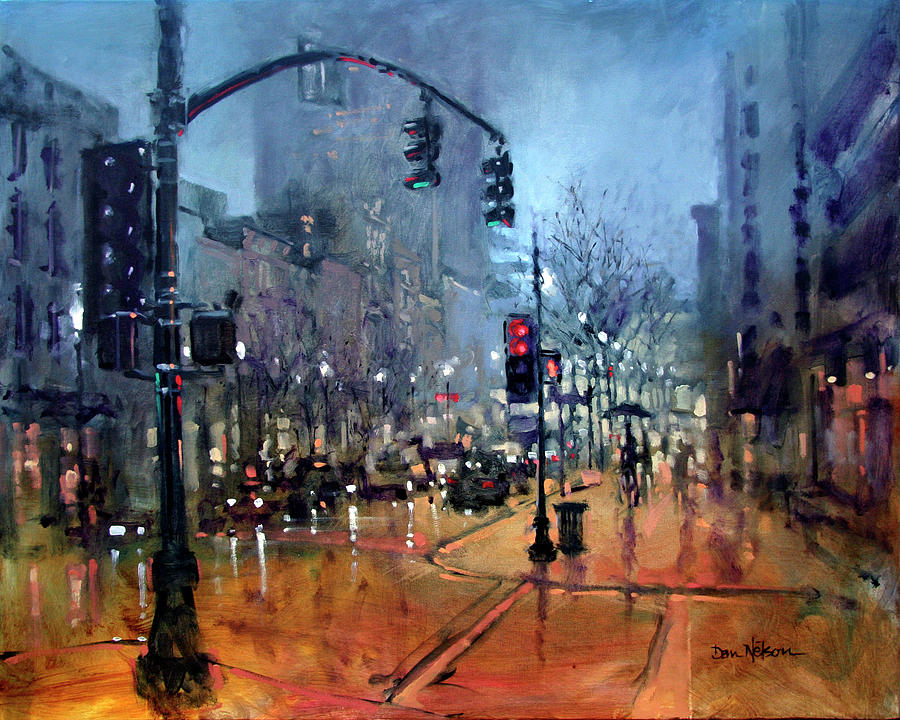 First Friday Mist #1 Painting by Dan Nelson