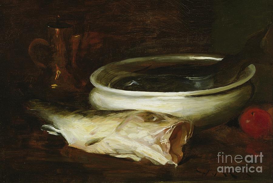 Fish And Still Life Painting by William Merritt Chase