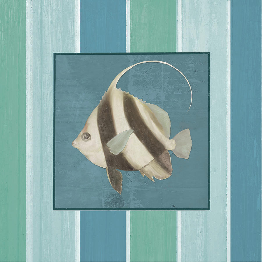 Fish Digital Art - Fish On Stripes I #1 by Elizabeth Medley