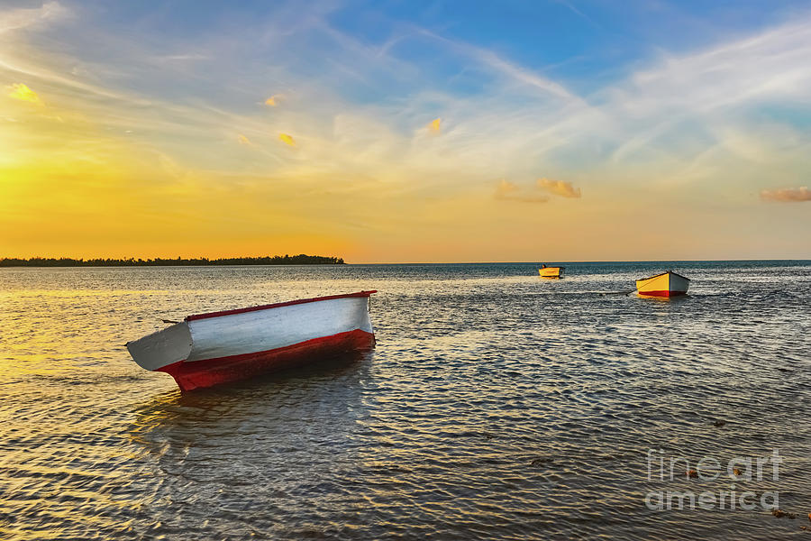 Fishing Boat At Sunset Time Photograph