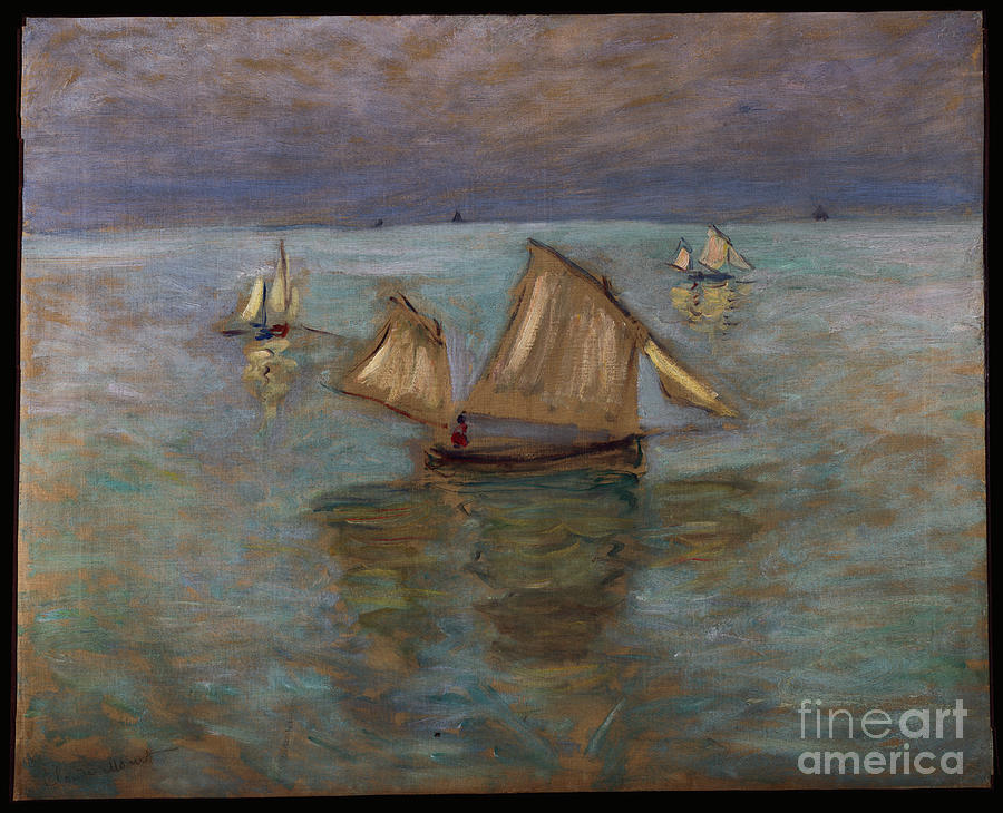 Fishing Boats At Pourville, 1882 Painting by Claude Monet Fishing Boats At Pourville, 1882 Painting by Claude Monet