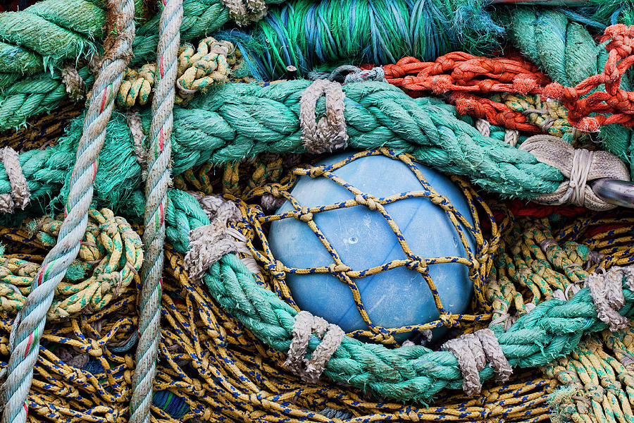 Fishing Photograph - Fishing Nets and Blue Float 7904 #2 by Carol Leigh