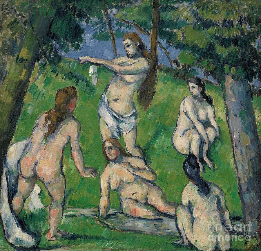 Five Bathers Painting by Paul Cezanne