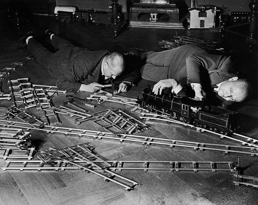 Fixing Tracks At The Toy Train Society #1 Photograph by Alfred Eisenstaedt