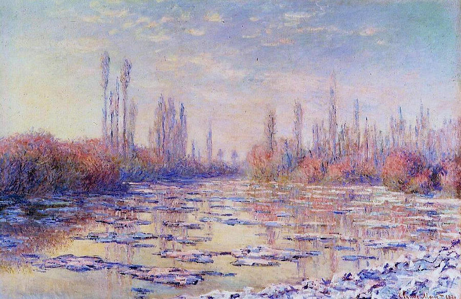 Floating Ice  On The Seine,  1880 Painting