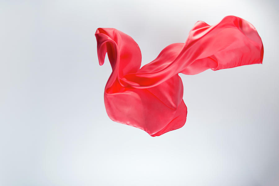 Floating Red Silk On A Bright Background #1 Photograph by Gm Stock Films