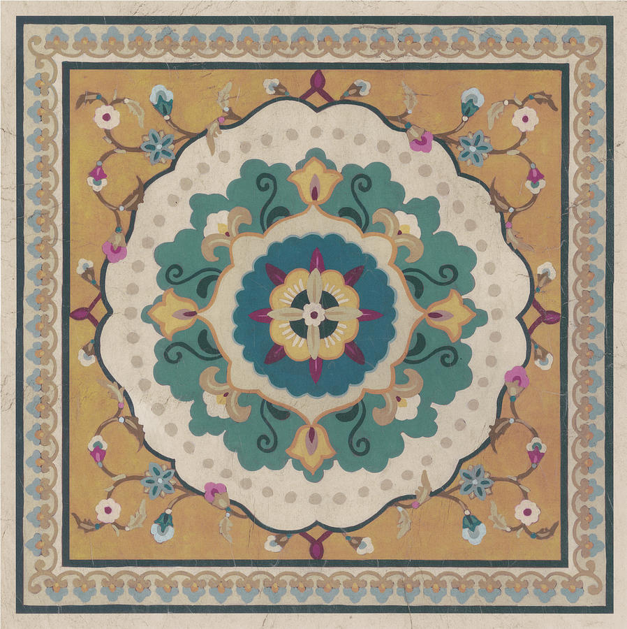 Embellished Painting - Floral Bazaar Tile I #1 by June Erica Vess