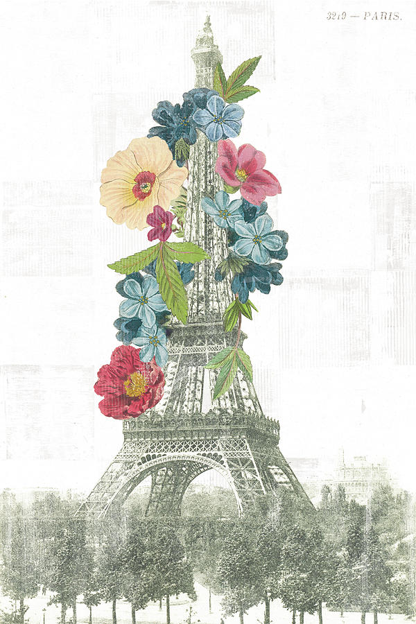 Floral Eiffel Tower Painting by Wild Apple Portfolio - Fine Art America