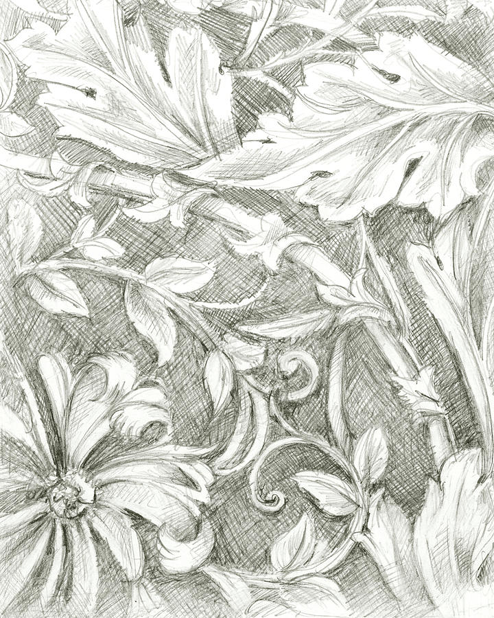 Floral Pattern Sketch Iv #1 Painting by Ethan Harper