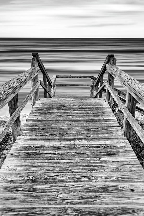 Florida, South Florida, Lantana, Wooden Staircase Leading To Beach #1 Digital Art by Laura Diez