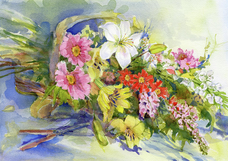 Flower Painting - Flower Basket #1 by Garden Gate magazine