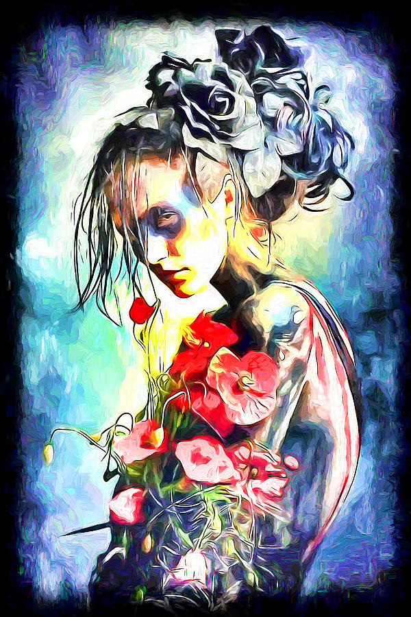 Flower girl 2 #1 Painting by Nenad Vasic