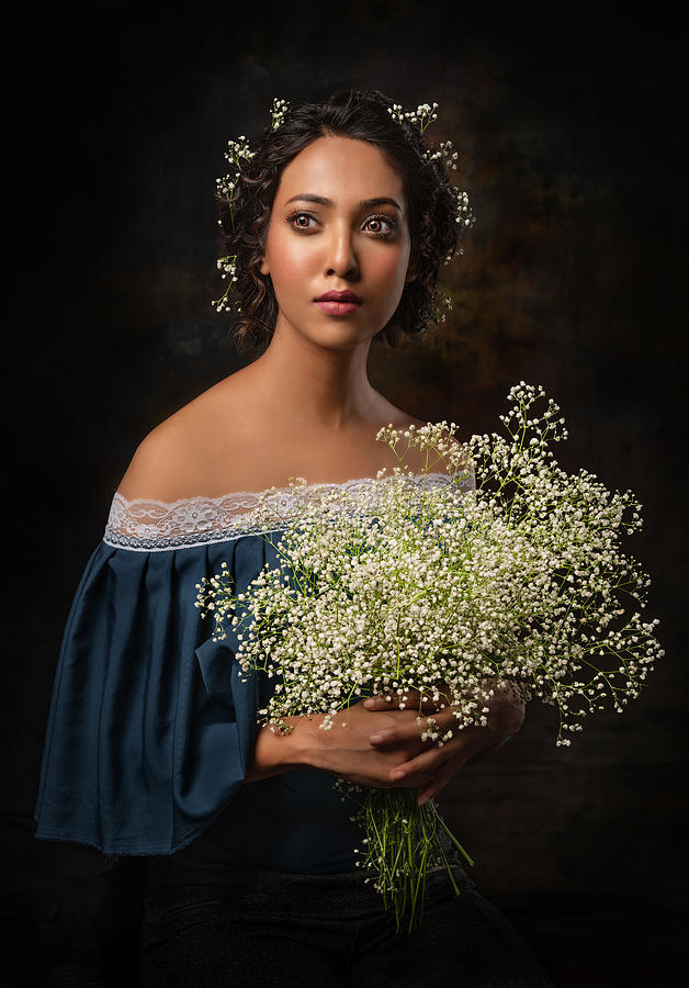 Portrait Photograph - Flower Lady #1 by Nilendu Banerjee